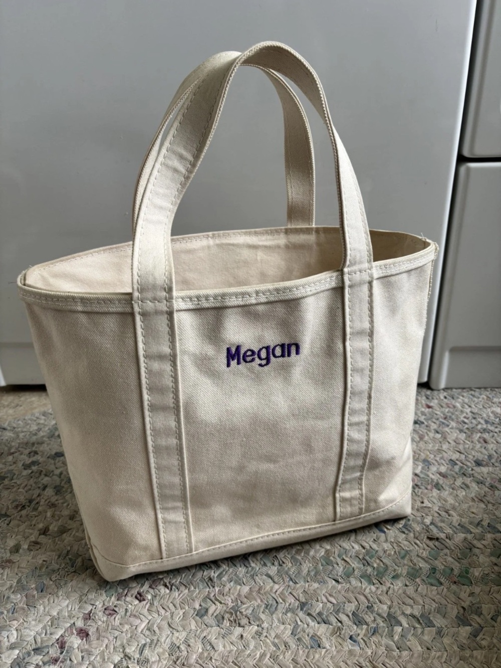 LL Bean Boat & Tote Bag Medium Zipper Top with name Megan